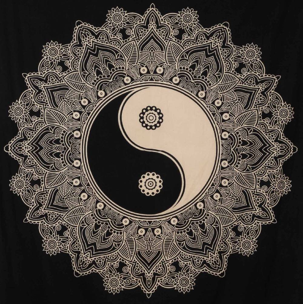 Kunst Und Magie Kunst Und Magie Tagesdecke Wandbehang Tuch Ying & Yang Mandala Ca. 200 X 135 Cm