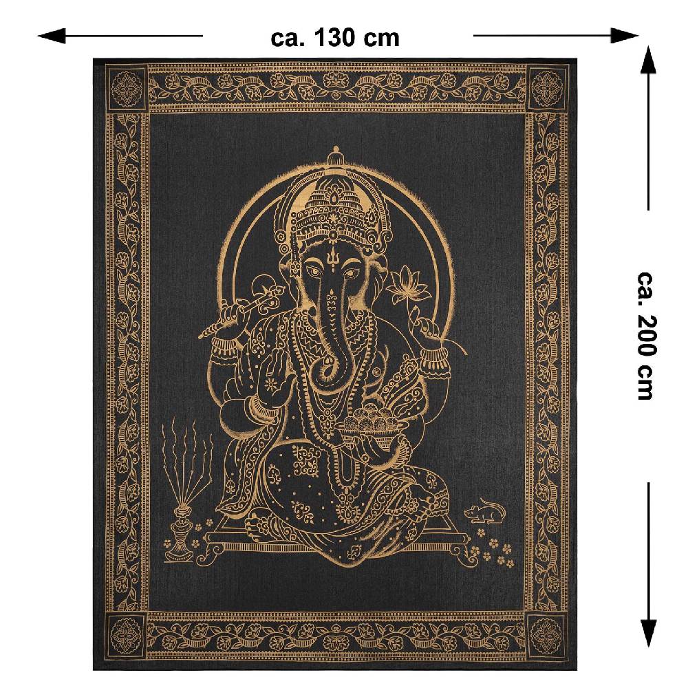 Kunst Und Magie Kunst Und Magie Tagesdecke Wandbehang Wand Deko Tuch Lord Ganesha Ca. 200 X135cm Wandteppich