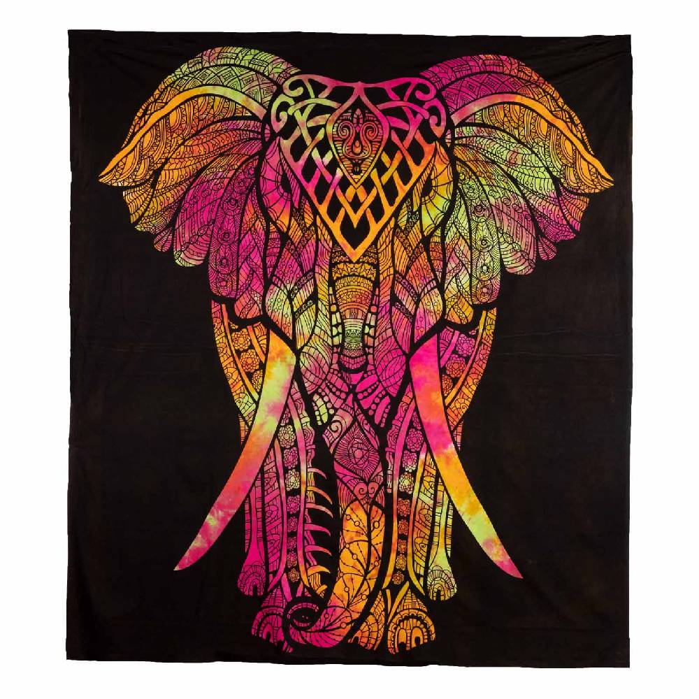 Kunst Und Magie Kunst Und Magie Tagesdecke Wandbehang Wandtuch Bunt Deko Tuch Elefant Ca. 200 X 230cm