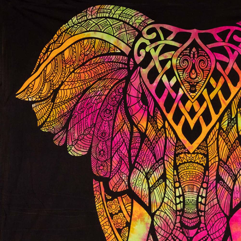 Kunst Und Magie Kunst Und Magie Tagesdecke Wandbehang Wandtuch Bunt Deko Tuch Elefant Ca. 200 X 230cm