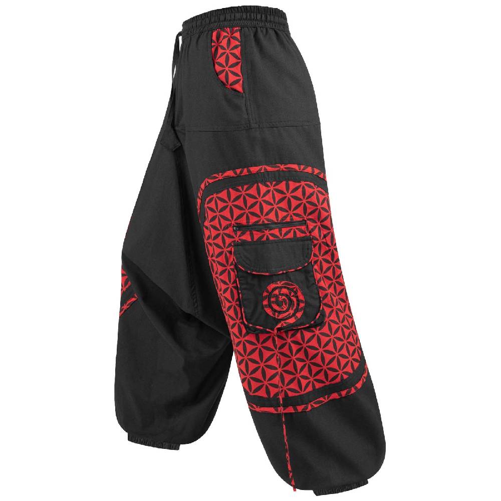 Kunst Und Magie Kunst und Magie Trendige Haremshose bunte Muster Goa Hippie Hose Blume des Lebens