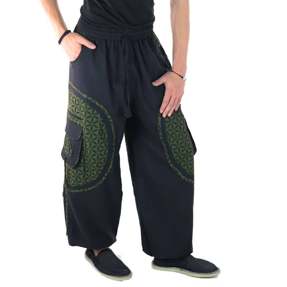 Kunst Und Magie KUNST UND MAGIE Unisex Trendige Baggyhose Bunte Muster Lebensblume Goa Hippiehose