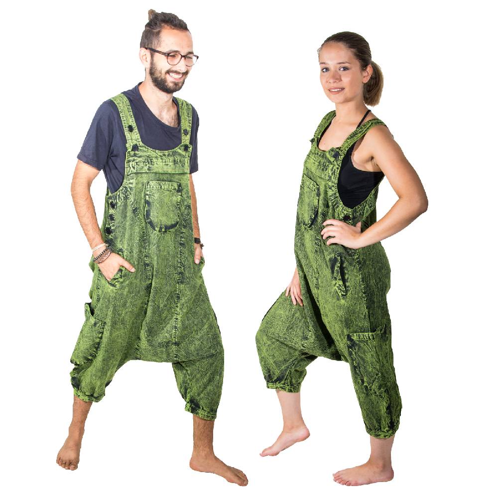 Kunst Und Magie Kunst Und Magie Unisex Vintage Latzhose Ibiza Stonewashed Haremshose Overall