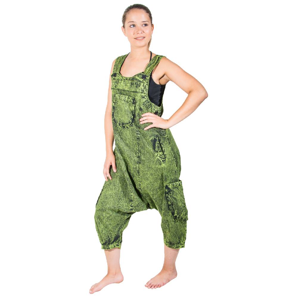 Kunst Und Magie Kunst und Magie Unisex Vintage Latzhose Ibiza stonewashed Haremshose Overall