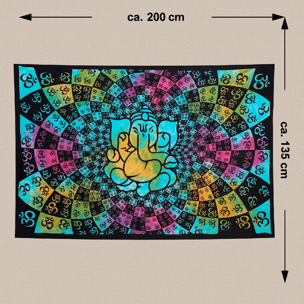 Kunst Und Magie Kunst Und Magie Wandbehang Dekotuch OM Ganesha Ca. 200 Cm X 140 Cm