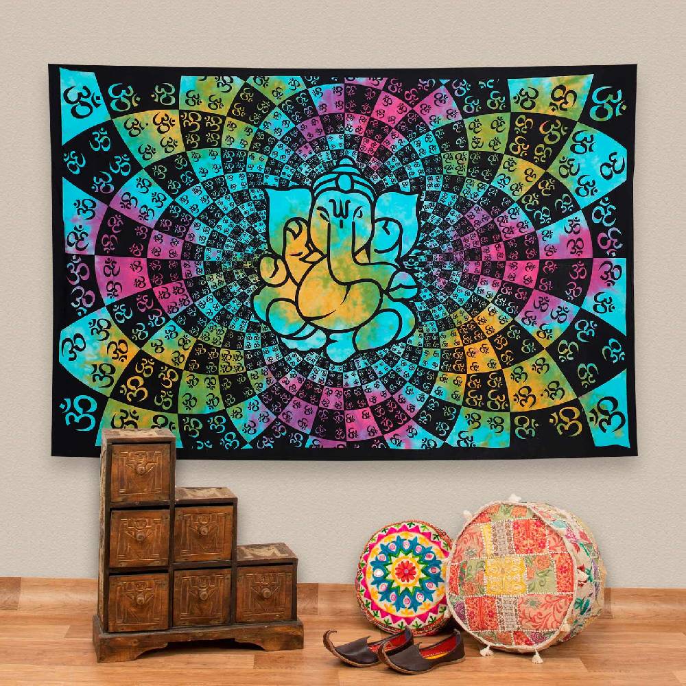 Kunst Und Magie Kunst und Magie Wandbehang Dekotuch OM Ganesha ca. 200 cm x 140 cm