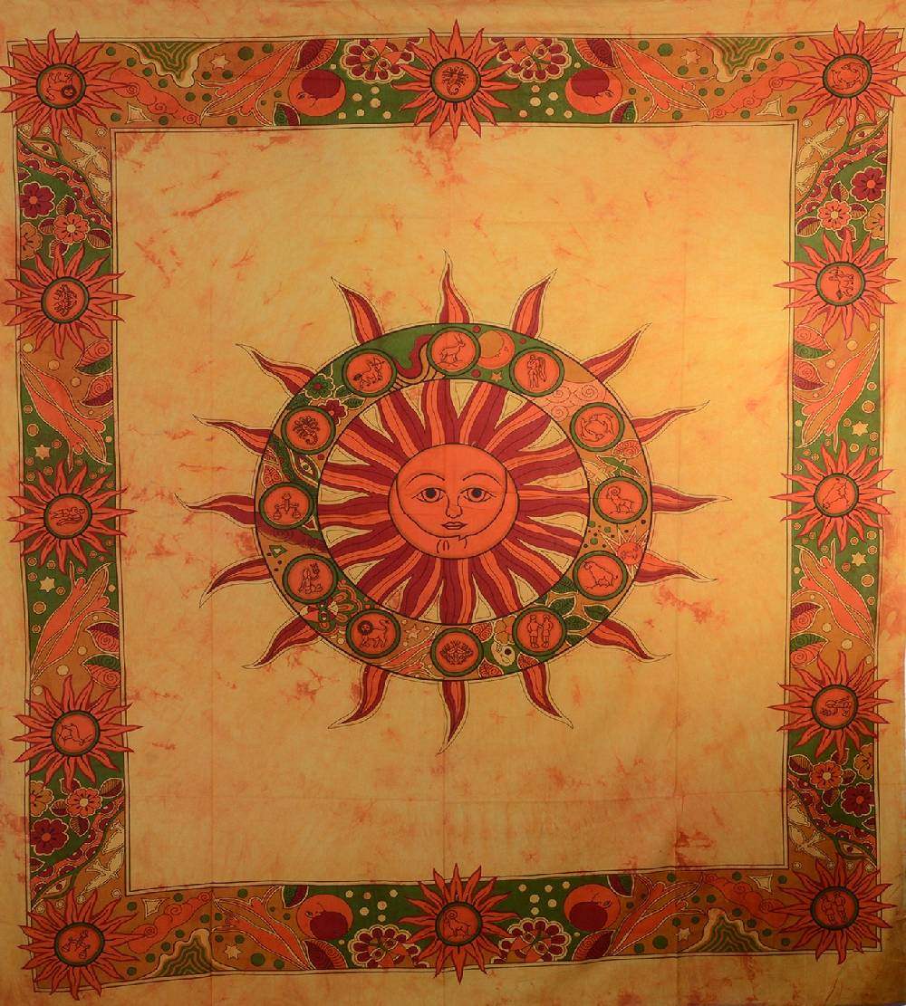 Kunst Und Magie Kunst Und Magie Wandbehang Dekotuch Sonne, Mond Und Sternzeichen