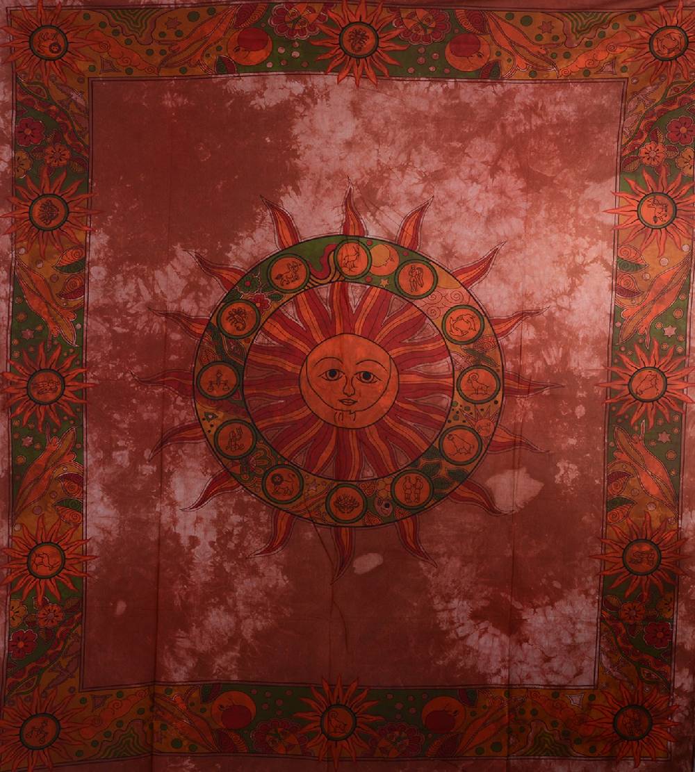 Kunst Und Magie Kunst Und Magie Wandbehang Dekotuch Sonne, Mond Und Sternzeichen