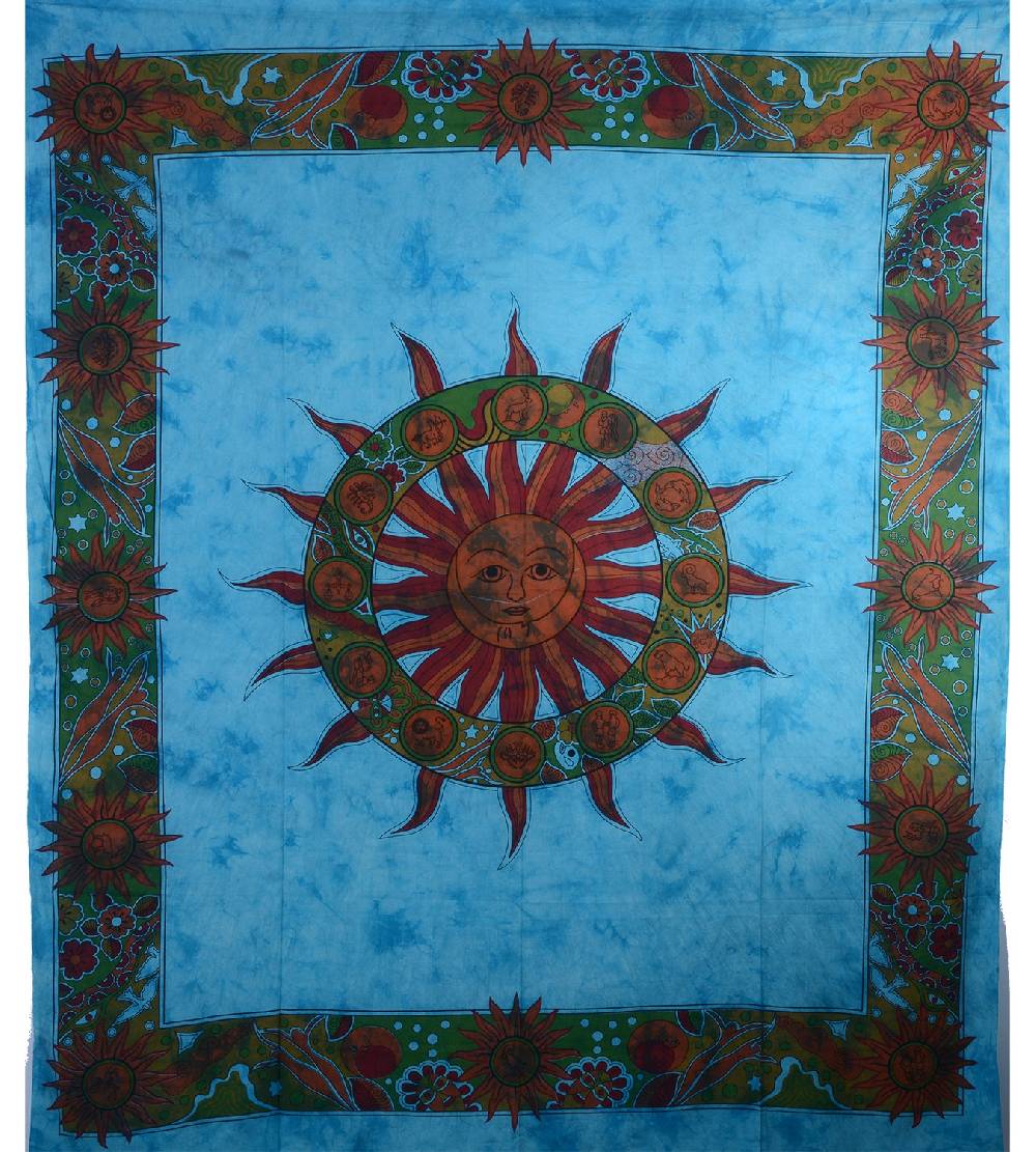 Kunst Und Magie Kunst und Magie Wandbehang Dekotuch Sonne, Mond und Sternzeichen