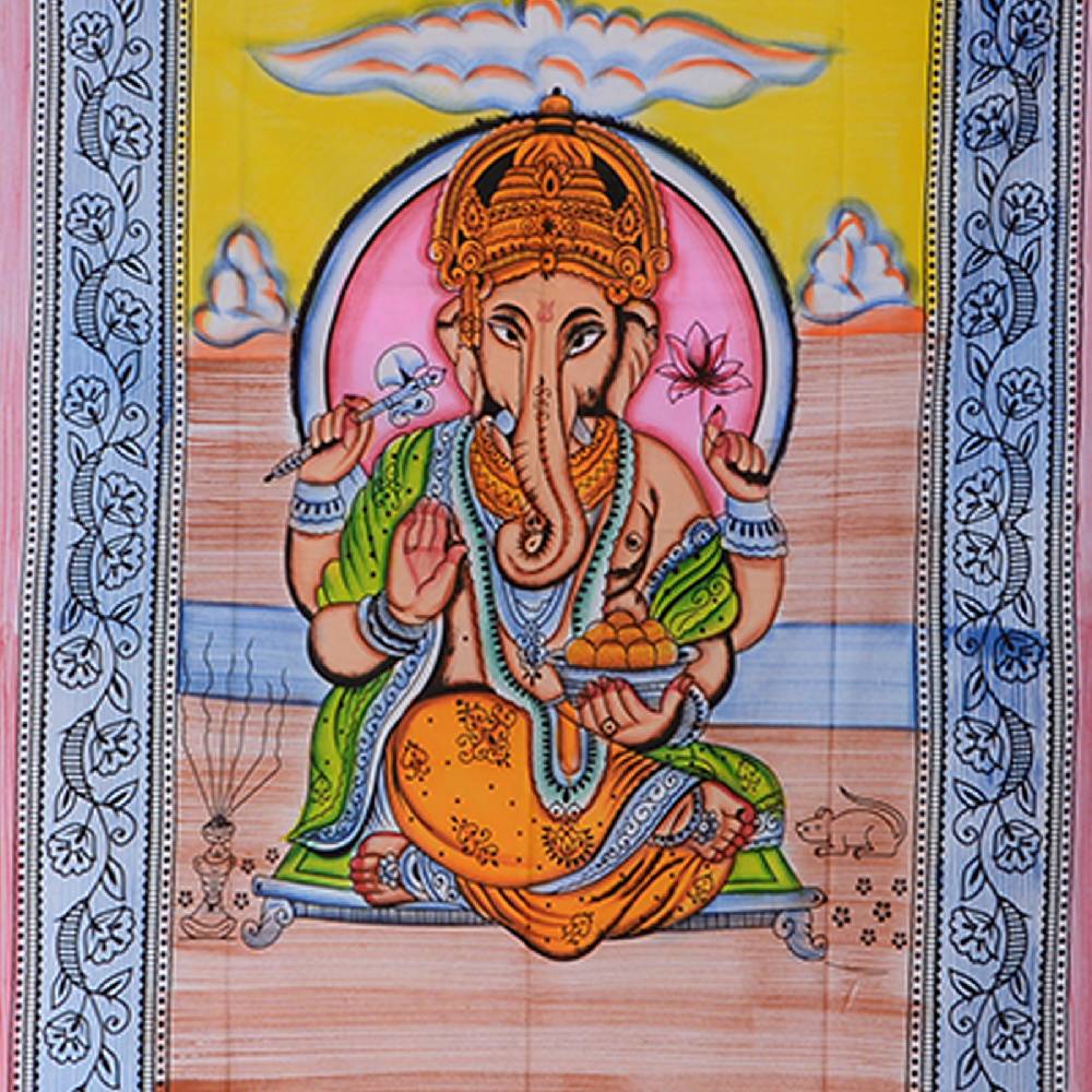 Kunst Und Magie Kunst Und Magie Wandbehang Ganesha UV-Aktives Dekotuch Glow In The Dark 230 X 210 Cm