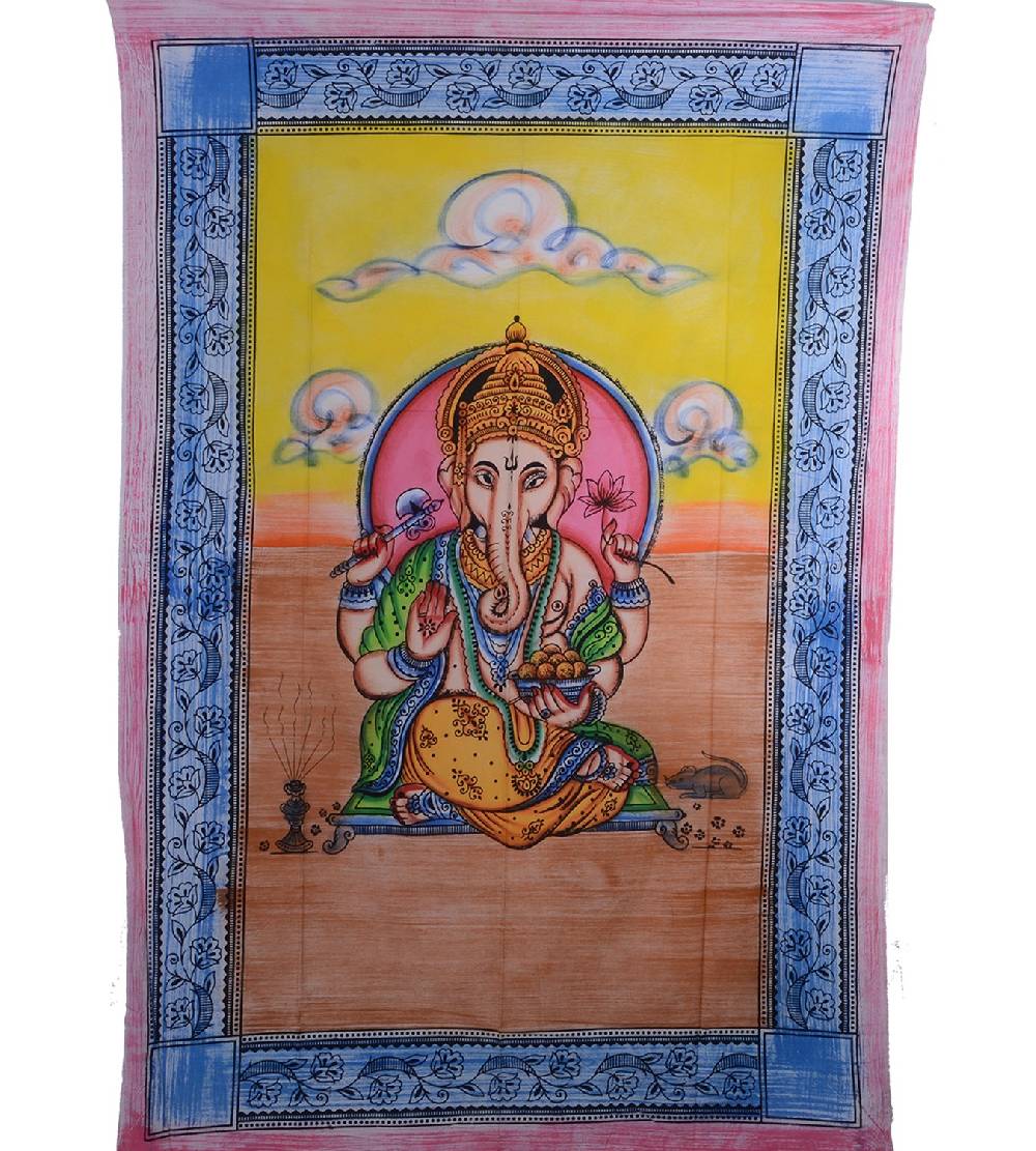 Kunst Und Magie Kunst und Magie Wandbehang Ganesha UV-Aktives Dekotuch Glow in the dark