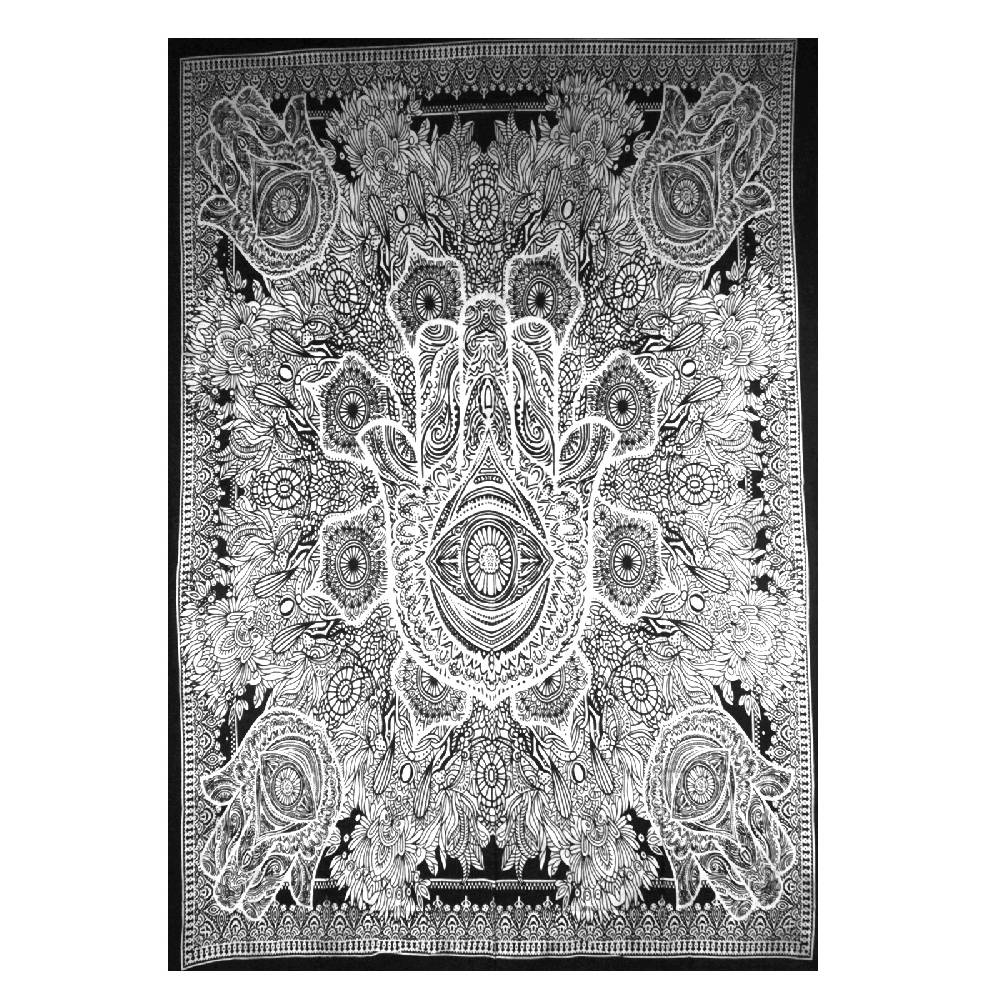 Kunst Und Magie Kunst Und Magie Wandbehang Hand Der Fatima Dekotuch Tagesdecke Hamsa Ca. 200 X 135 Cm