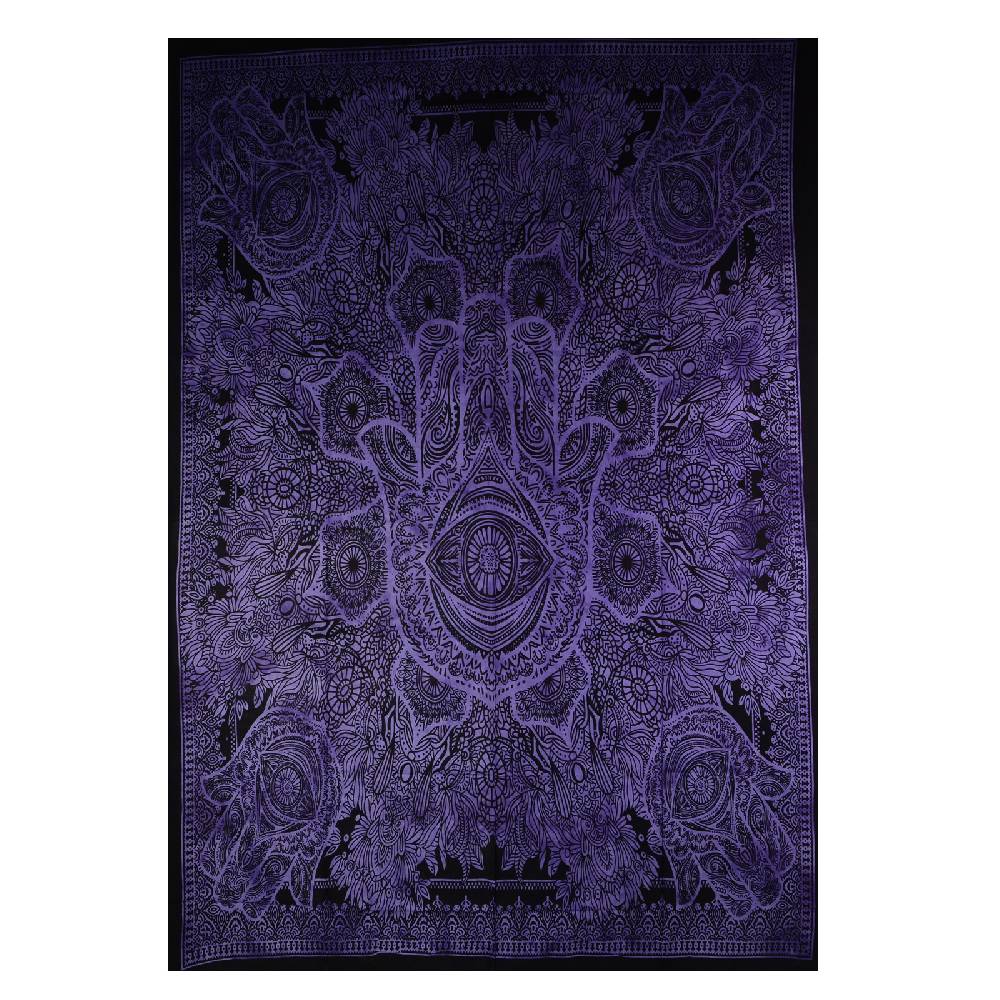 Kunst Und Magie Kunst und Magie Wandbehang Hand der Fatima Dekotuch Tagesdecke Hamsa ca. 200 x 135 cm