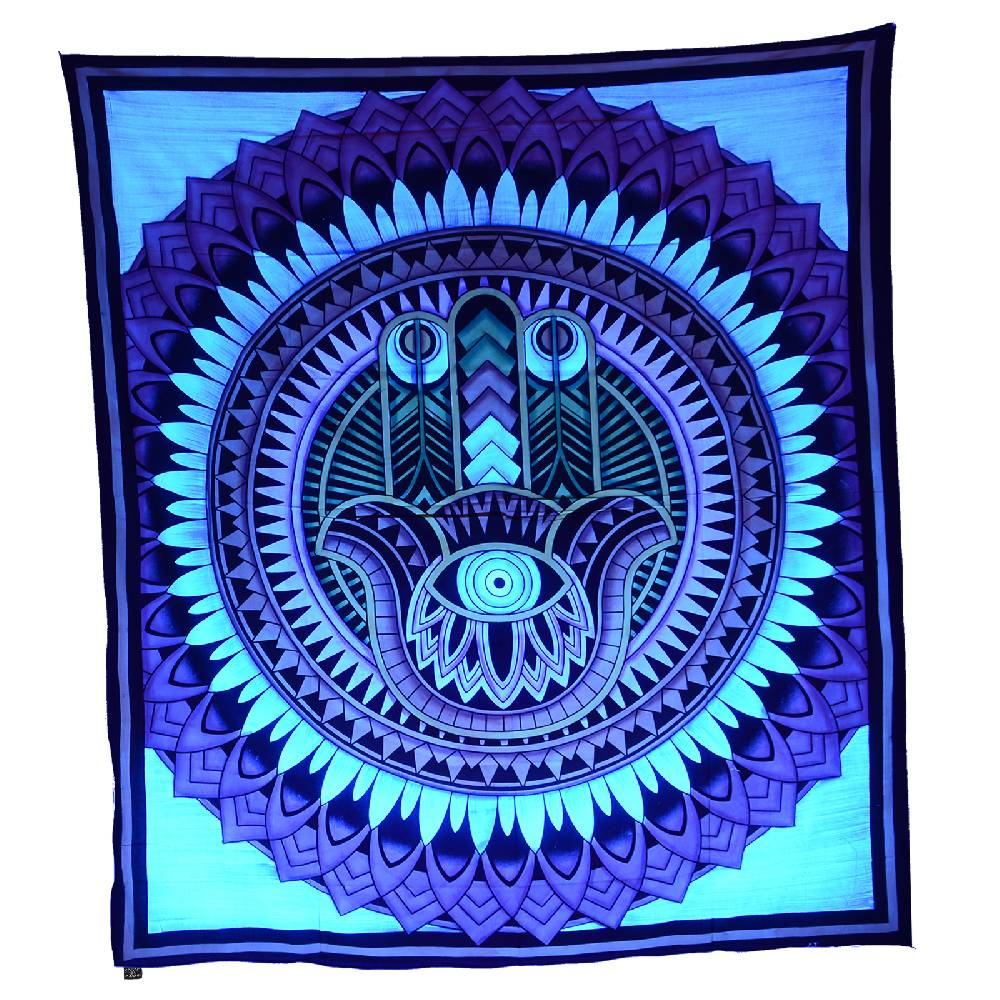 Kunst Und Magie Kunst Und Magie Wandbehang Hand Der Fatima Hamsa UV-Aktives Dekotuch Ca. 230 X 200 Cm