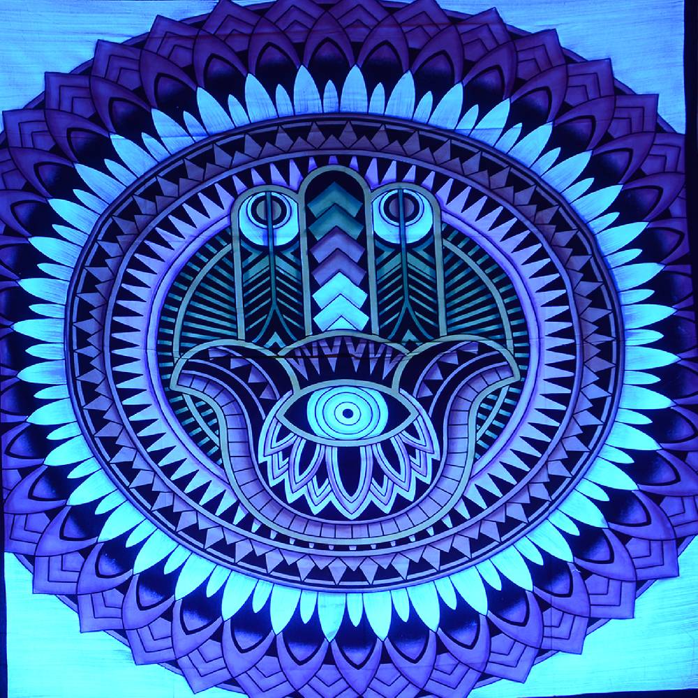 Kunst Und Magie Kunst Und Magie Wandbehang Hand Der Fatima Hamsa UV-Aktives Dekotuch Ca. 230 X 200 Cm