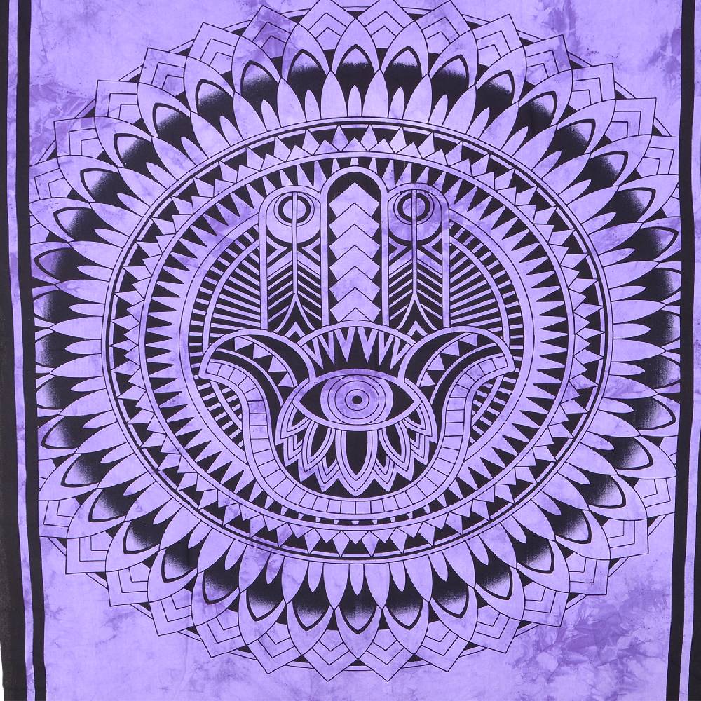 Kunst Und Magie Kunst Und Magie Wandbehang "Hand Der Fatima" Mandala Dekotuch Tagesdecke Hamsa Ca. 200 X 135 Cm