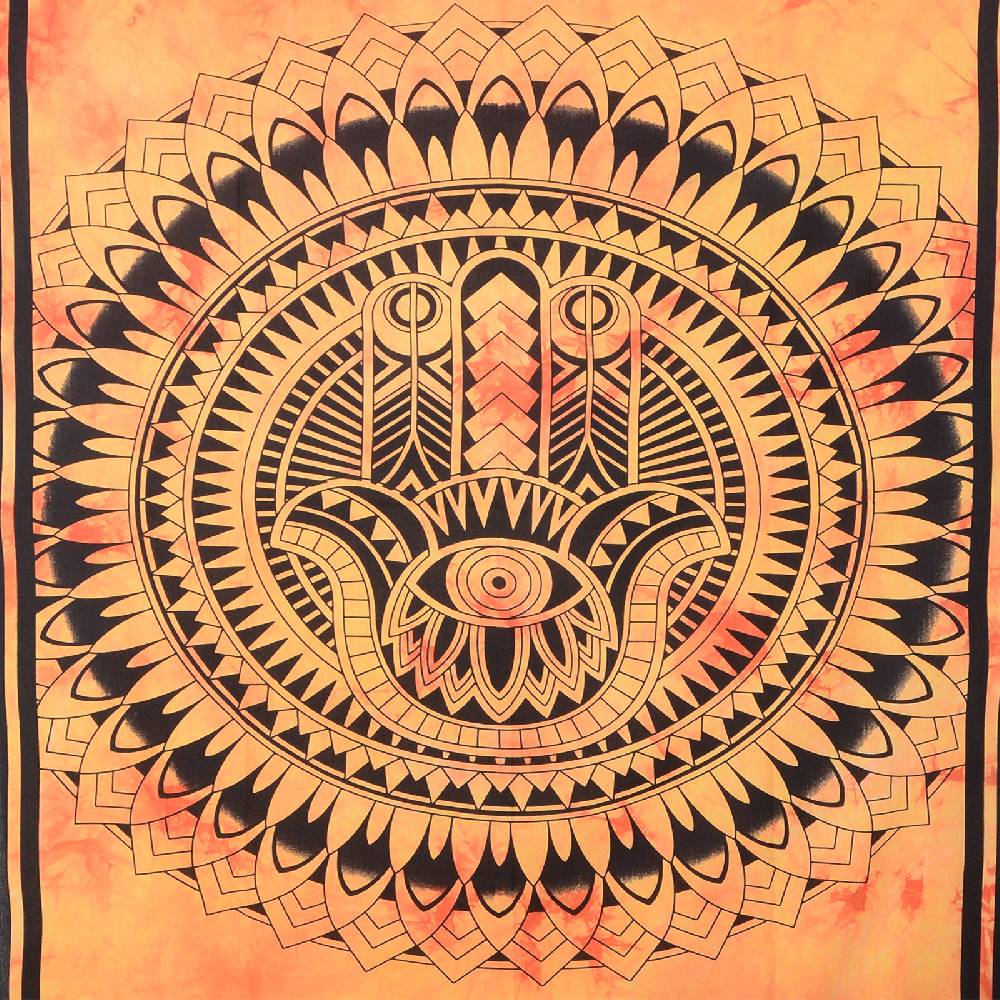 Kunst Und Magie Kunst Und Magie Wandbehang "Hand Der Fatima" Mandala Dekotuch Tagesdecke Hamsa Ca. 200 X 135 Cm