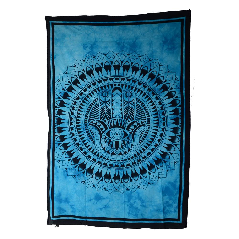 Kunst Und Magie Kunst und Magie Wandbehang "Hand der Fatima" Mandala Dekotuch Tagesdecke Hamsa ca. 200 x 135 cm