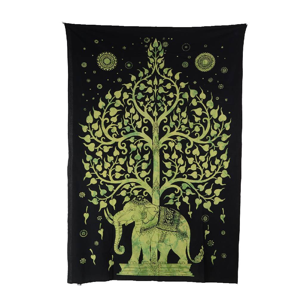 Kunst Und Magie Kunst Und Magie Wandbehang "Lebensbaum Elefant " Dekotuch Tagesdecke Ca. 200 X 135 Cm