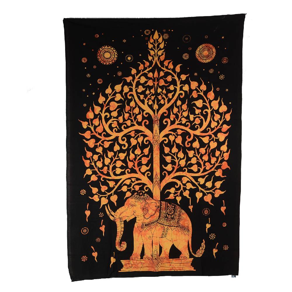 Kunst Und Magie Kunst Und Magie Wandbehang "Lebensbaum Elefant " Dekotuch Tagesdecke Ca. 200 X 135 Cm