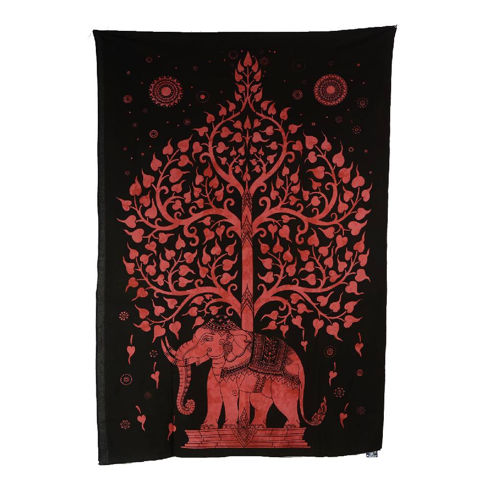 Kunst Und Magie Kunst Und Magie Wandbehang "Lebensbaum Elefant " Dekotuch Tagesdecke Ca. 200 X 135 Cm