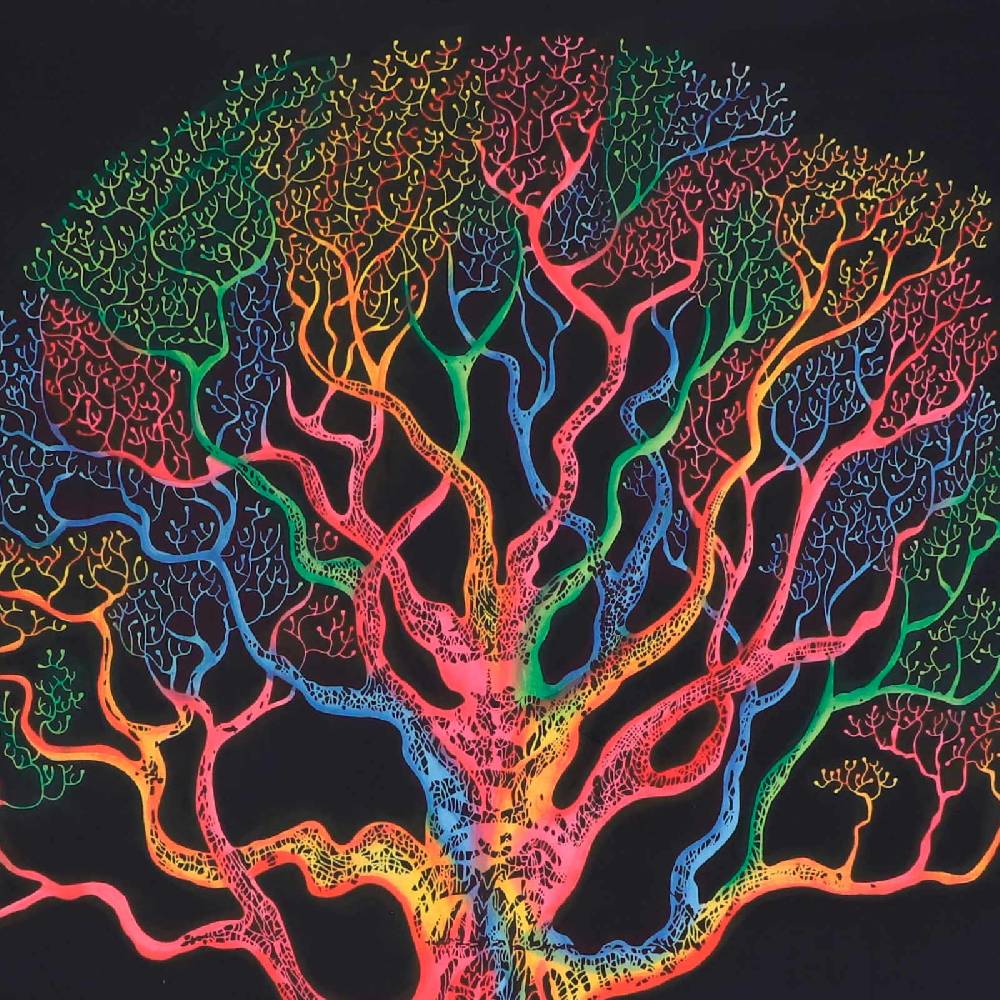 Kunst Und Magie Kunst Und Magie Wandbehang Poster Dekotuch Tuch Wandteppich Bunter Baum Poster Ca 105 X 73 Cm