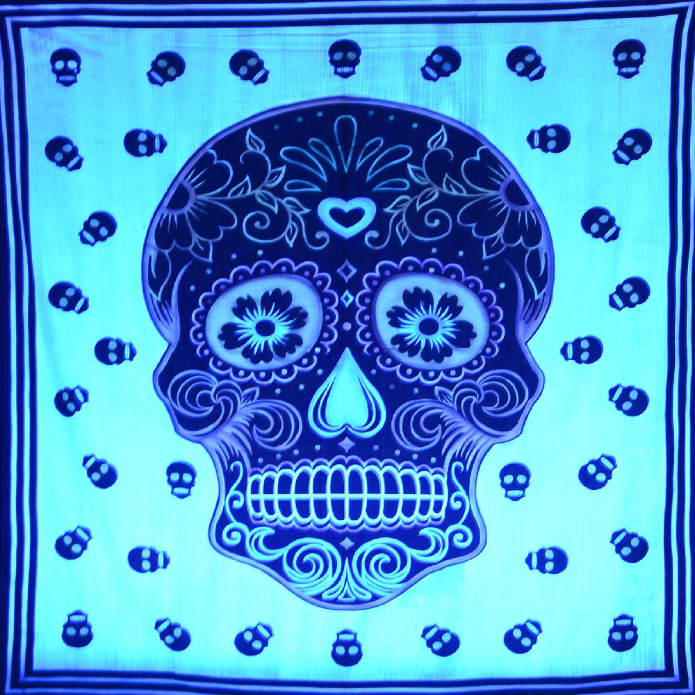 Kunst Und Magie Kunst Und Magie Wandbehang Sugar Skull UV-Aktives Dekotuch La Catrina Totenkopf Ca. 235 X 200 Cm