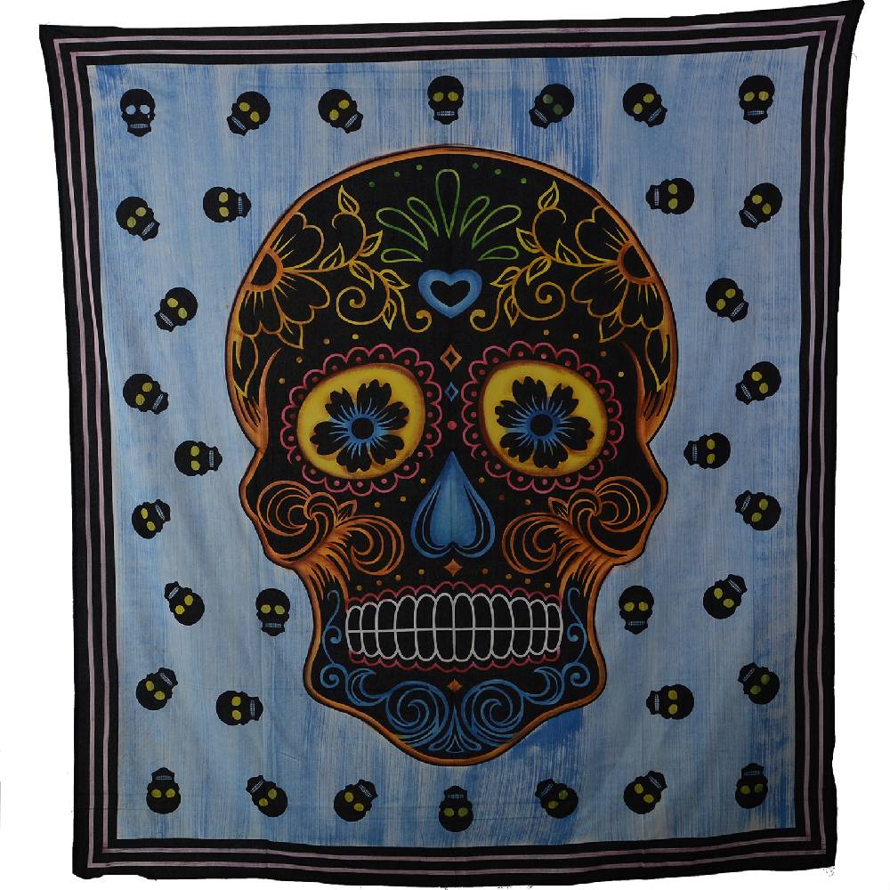 Kunst Und Magie Kunst Und Magie Wandbehang Sugar Skull UV-Aktives Dekotuch La Catrina Totenkopf Ca. 235 X 200 Cm