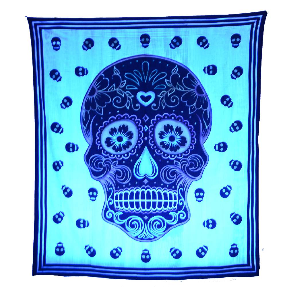 Kunst Und Magie Kunst Und Magie Wandbehang Sugar Skull UV-Aktives Dekotuch La Catrina Totenkopf Ca. 235 X 200 Cm