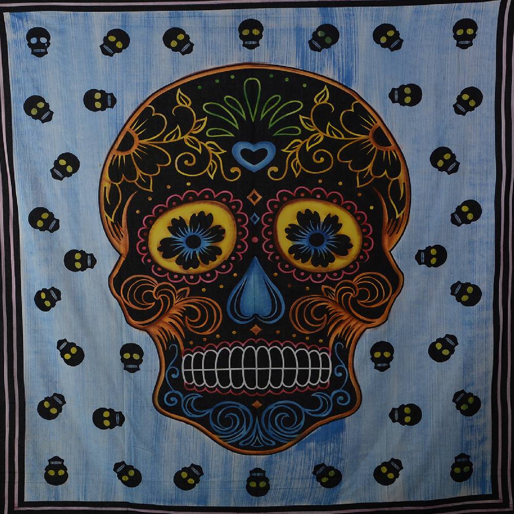 Kunst Und Magie Kunst und Magie Wandbehang Sugar Skull UV-Aktives Dekotuch La Catrina Totenkopf ca. 235 x 200 cm