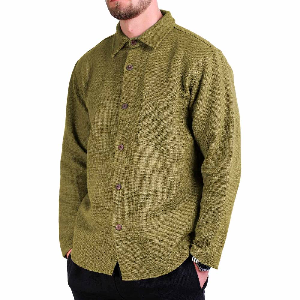 Kunst Und Magie KUNST UND MAGIE Winter Herren Hemd Fischerhemd Freizeithemd Waffle Hippie Goa Fair
