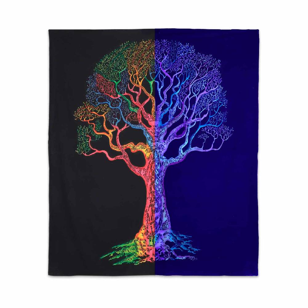 Kunst Und Magie Kunst Und Magie XL Tagesdecke Wandbehang Deko Baum Meditation UV Aktiv Ca. 200 X 240 Cm