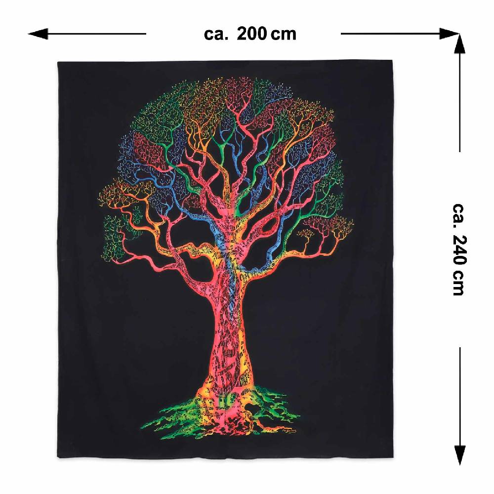Kunst Und Magie Kunst Und Magie XL Tagesdecke Wandbehang Deko Baum Meditation UV Aktiv Ca. 200 X 240 Cm