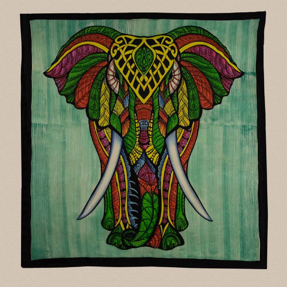Kunst Und Magie Kunst Und Magie XL Tagesdecke Wandbehang Deko Elefant Meditation UV Aktiv Ca. 200 X 230 Cm
