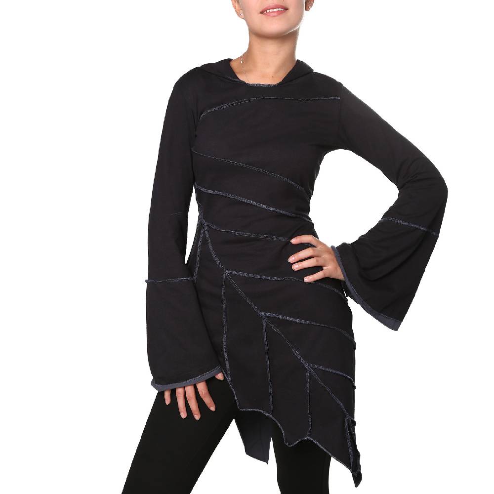 Kunst Und Magie Kunst und Magie Zipfeliges Kleid in Blattform mit Zipfelkapuze Fairy Goa Pixie