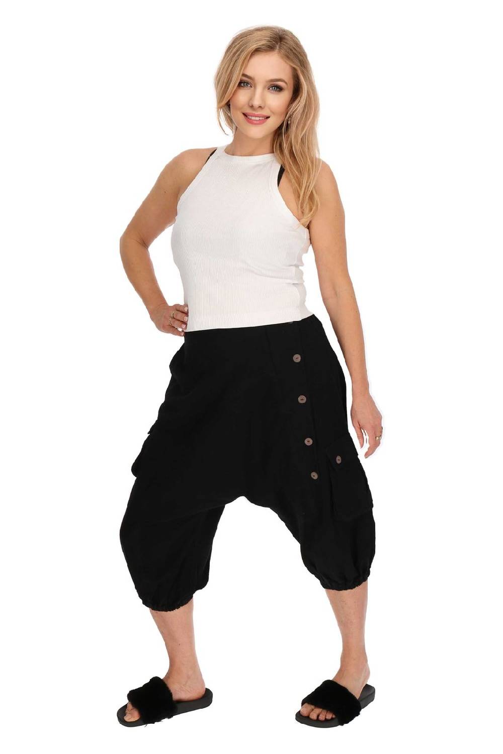 Kunst Und Magie Kurze Aladin Hose Unisex 3/4 Baggy Pants Hippie Goa Baumwoll Haremshose