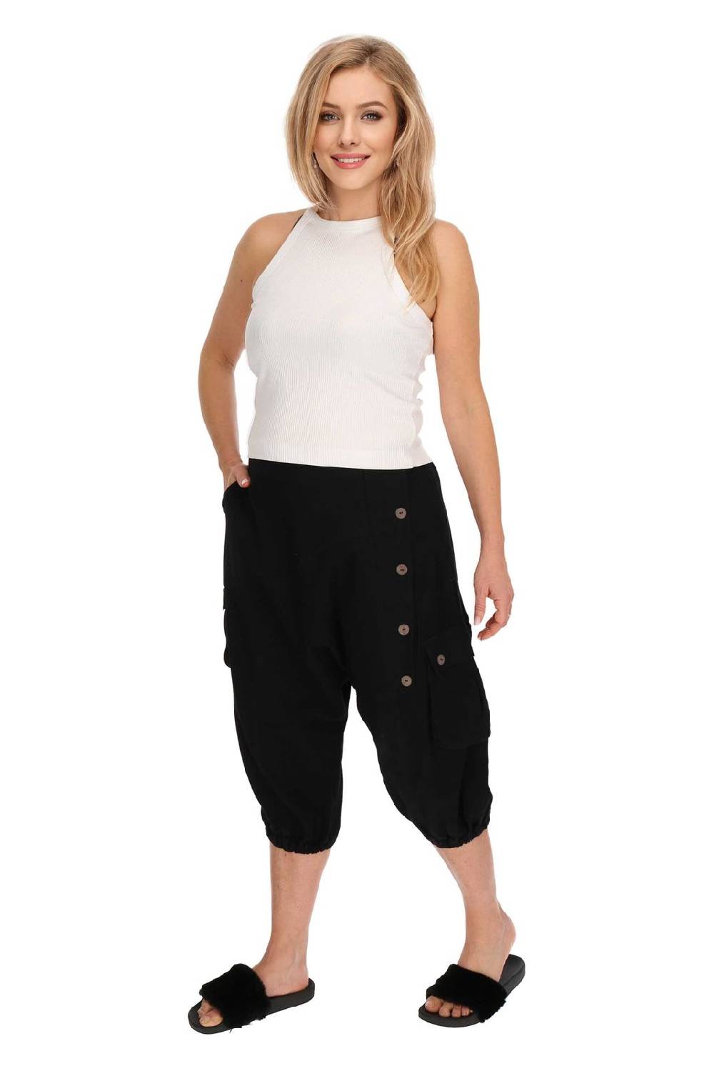 Kunst Und Magie Kurze Aladin Hose Unisex 3/4 Baggy Pants Hippie Goa Baumwoll Haremshose