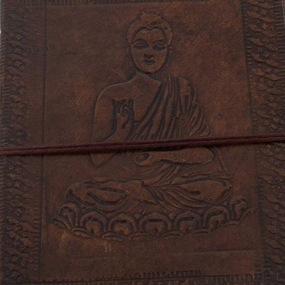 Kunst Und Magie Leder Tagebuch Handgefertigt - Geprägtes Notizbuch Buddha 18x13cm