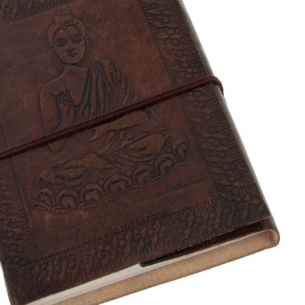 Kunst Und Magie Leder Tagebuch Handgefertigt - Geprägtes Notizbuch Buddha 18x13cm