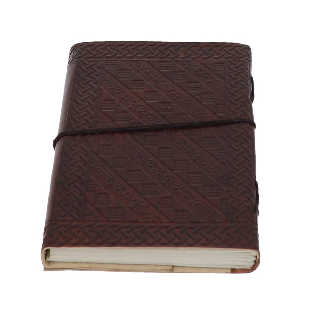 Kunst Und Magie Leder Tagebuch Handgefertigt - Geprägtes Notizbuch Pentagram Wicca 18x13cm