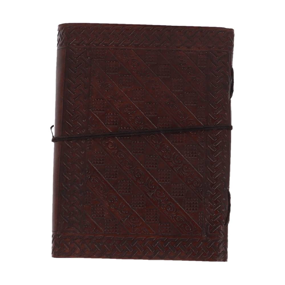 Kunst Und Magie Leder Tagebuch Handgefertigt - Geprägtes Notizbuch Pentagram Wicca 18x13cm