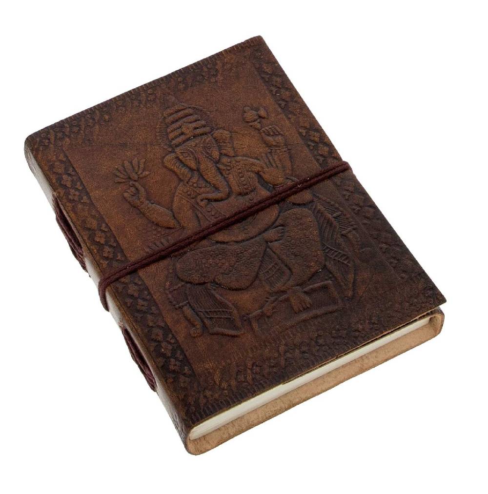 Kunst Und Magie Leder Tagebuch Lord Ganesha Geprägtes Notizbuch Handgefertigt 11,5x15cm