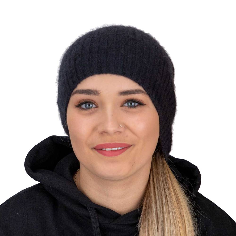 Kunst Und Magie Long Slouch Beanie Mütze Aus Kashmir Wolle Wollmütze Unisex Für Sie Und Ihn Schwarz Gerippt