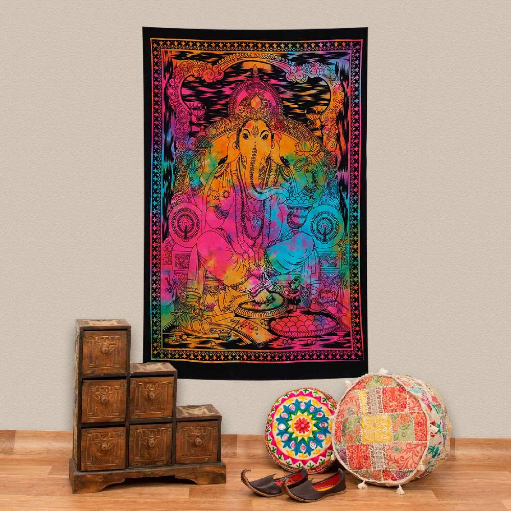 Kunst Und Magie Lord Ganesch Poster Dekotuch Wandbehang Ganesha Om ca. 105 x 73 cm