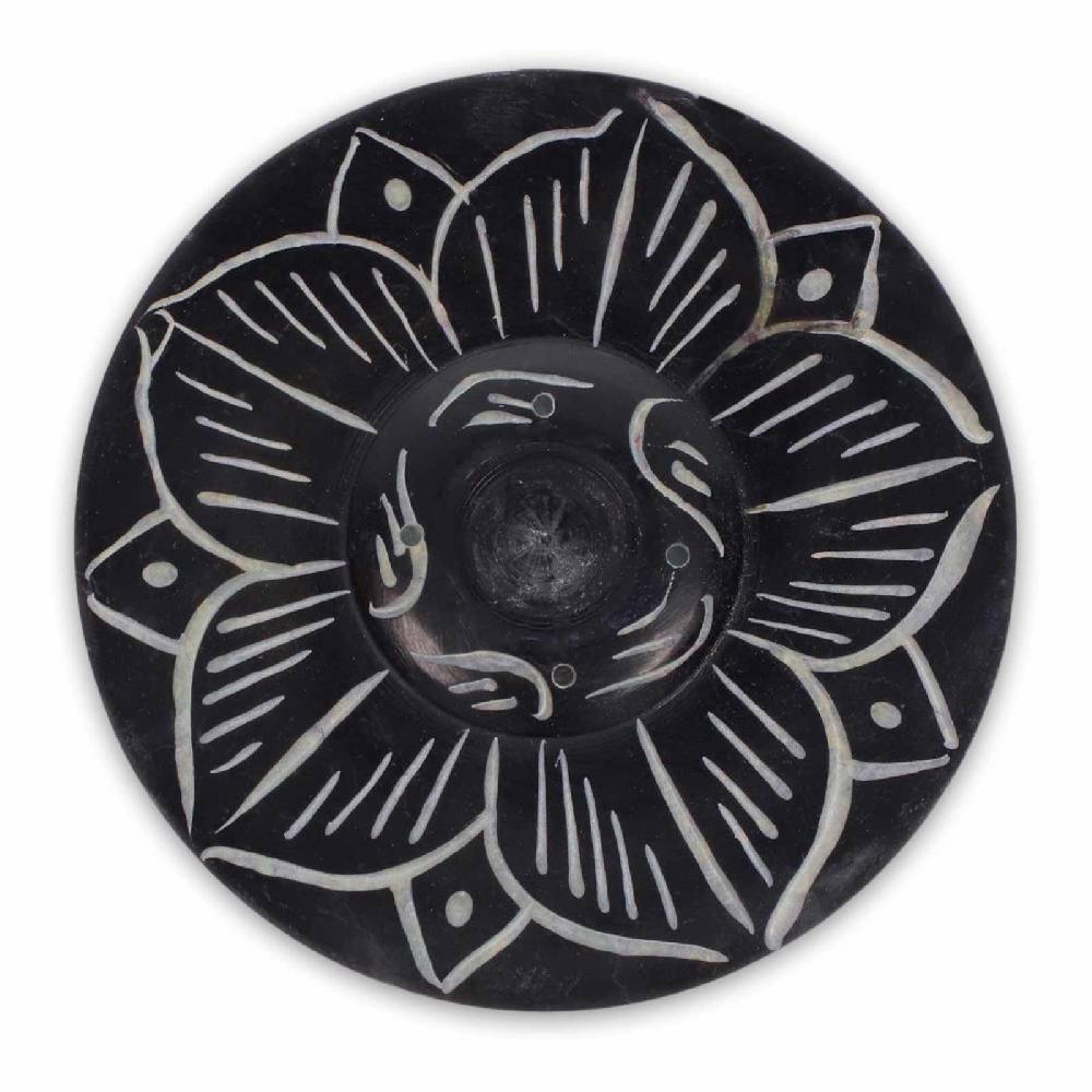 Kunst Und Magie Lotus Halter für Räucherstäbchen und Kegel Räucherstäbchenhalter aus Speckstein