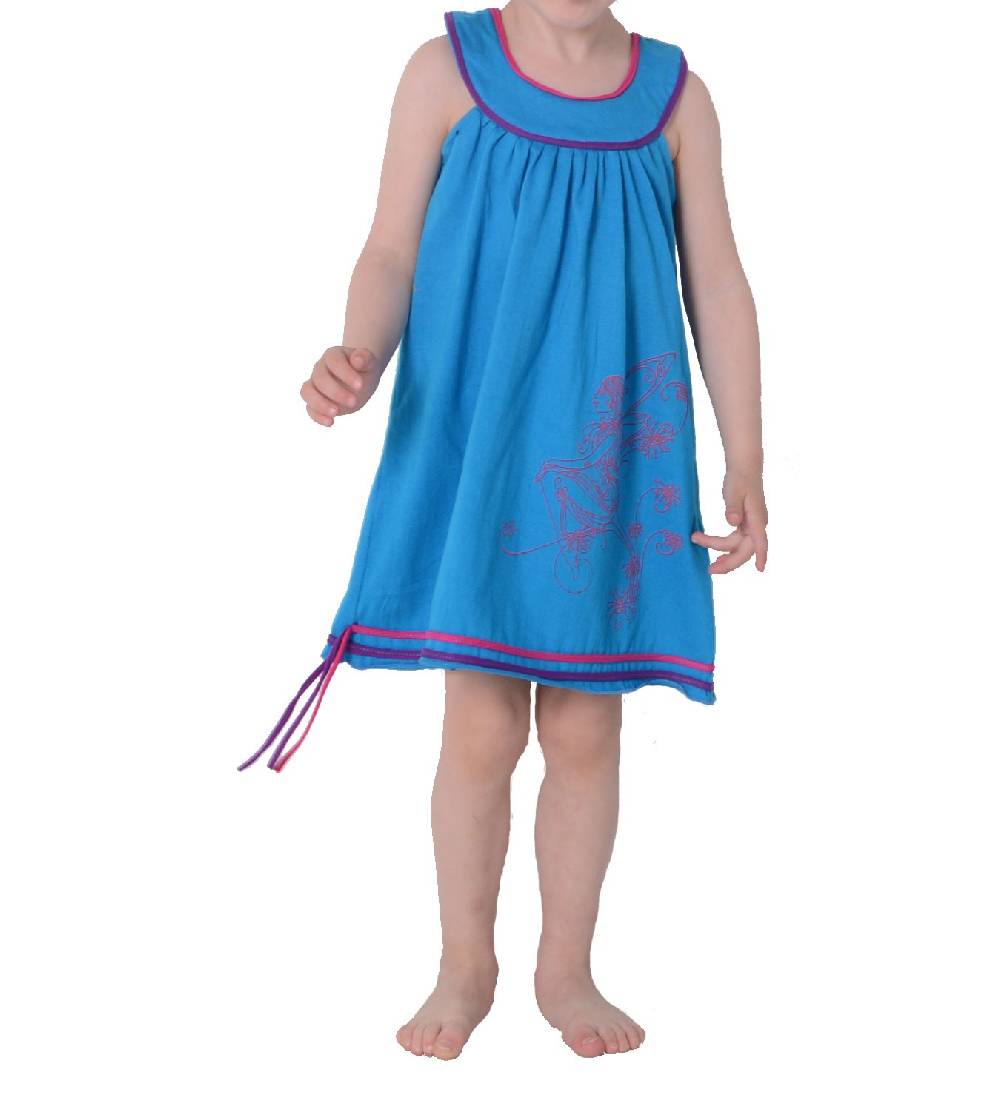 Kunst Und Magie Luftiges Sommerkinderkleid Elfenmotiv mit aufwendiger Stickborte Hippie