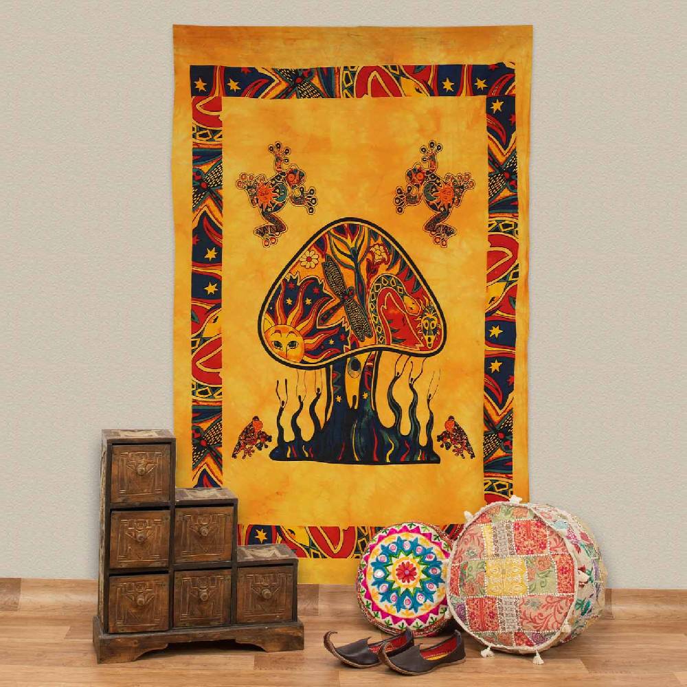 Kunst Und Magie Magic Mushrooms Psy Goa Poster Wandbehang Psychedelic Dekotuch ca. 110 x 70 cm