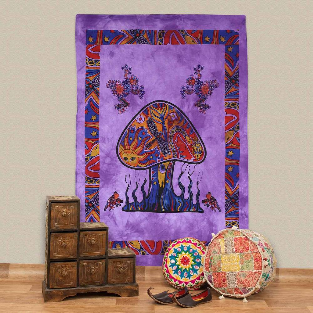 Kunst Und Magie Magic Mushrooms Psy Goa Poster Wandbehang Psychedelic Dekotuch ca. 110 x 70 cm