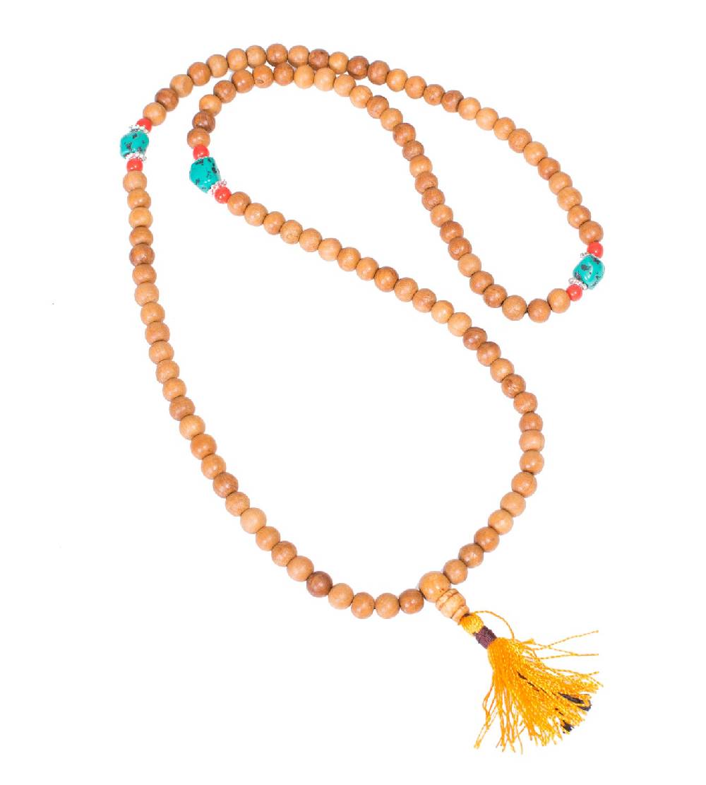 Kunst Und Magie Mala Japamala mit 81 Perlen aus Holz Tibet Nepal Om Türkise Yoga