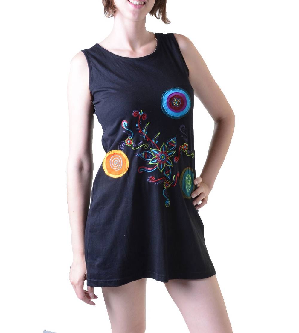Kunst Und Magie Minikleid Longshirt Tunika Hippie Goa Sommerkleid Bestickt
